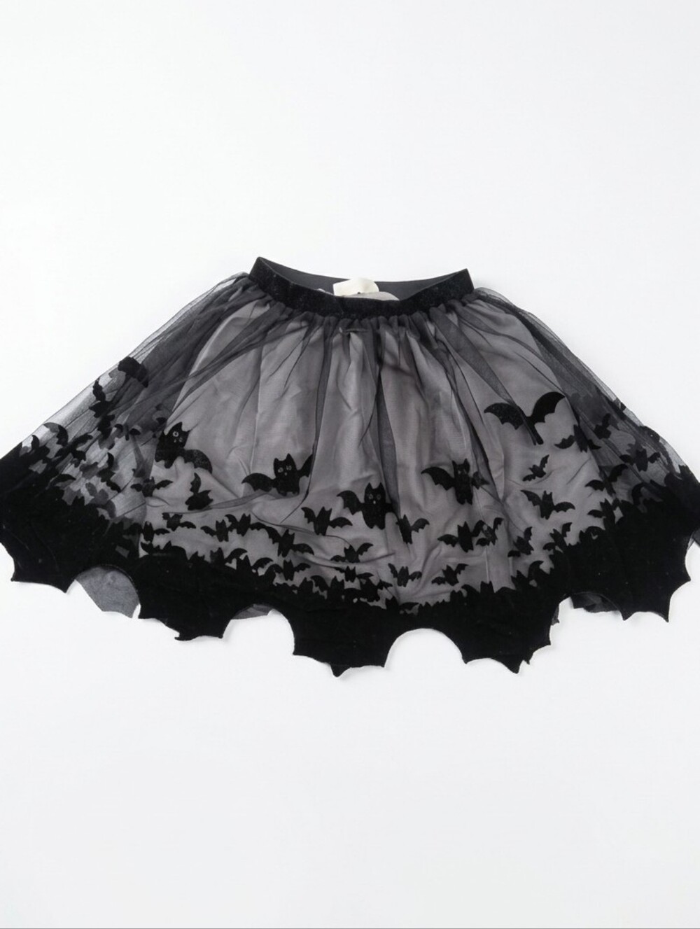 H&M Girl's Black Bat Tulle Skirt Size 4-6 Velvet-Feel Halloween Dress Up